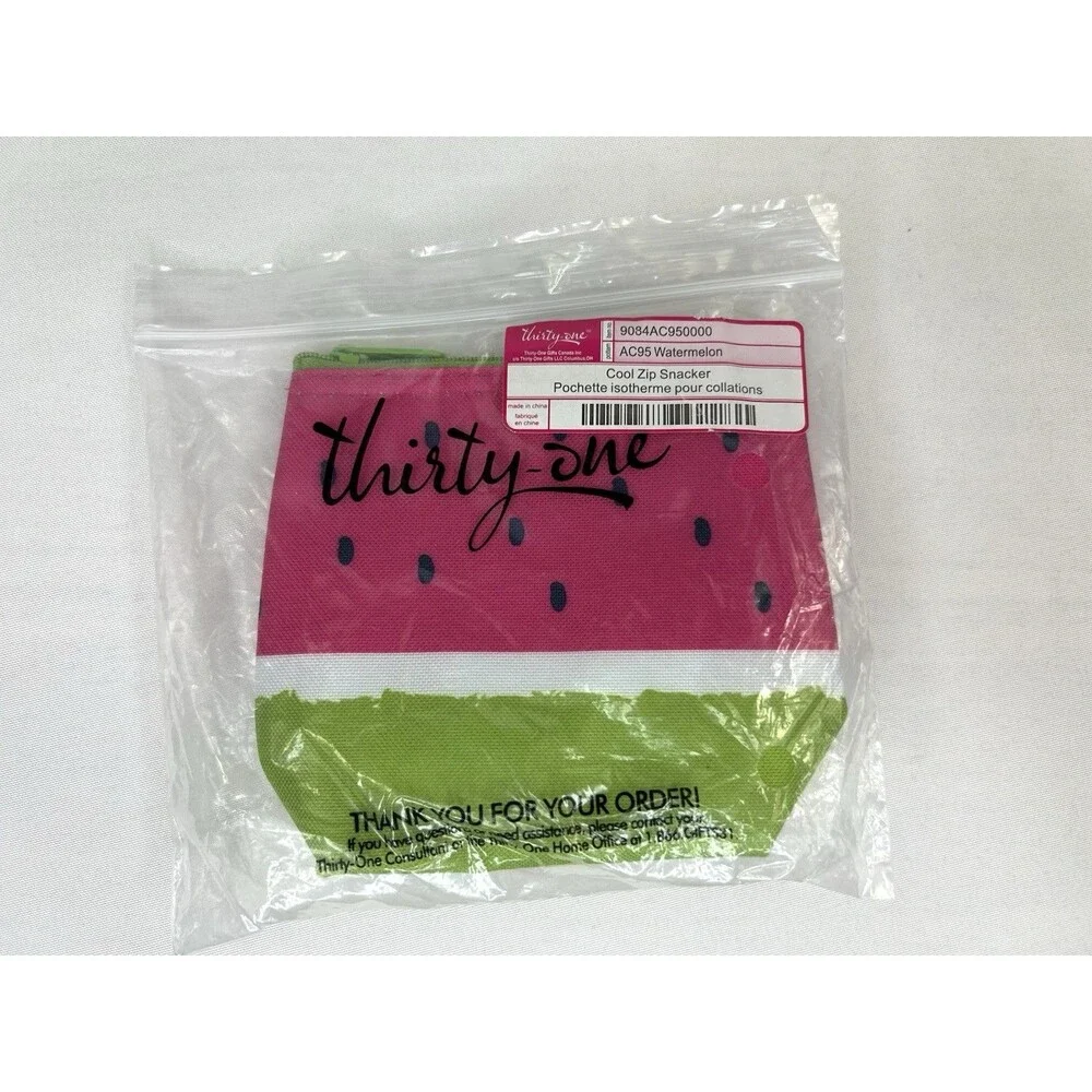 Thirty One Watermelon Cool Zip Snacker Reusable & Food Safe NEW